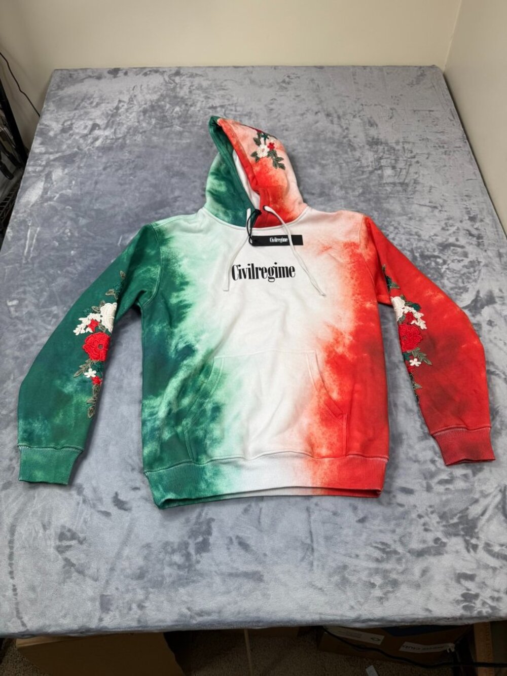 Civil Regime Viva La Rose Indie Classic Hoodie Green/Butter/Red Size S
